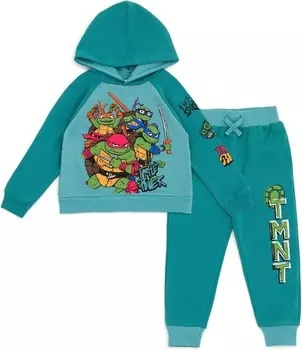 Детский флисовый костюм Teenage Mutant Ninja Turtles, Hoodie And Pants, 2 предмета, бирюзовый