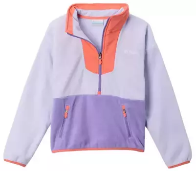 Детский флисовый пуловер с молнией 1/2 от Columbia Sequoia Grove, цвет Snowdrift/Hot Coral