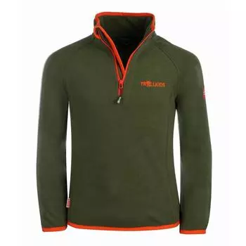 Детский флисовый свитер Nordland лесной зеленый/оранжевый TROLLKIDS, цвет orange