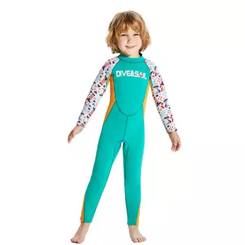 Детский гидрокостюм SBART Defsel 2,5 мм, цельный теплый зимний купальник с длинными рукавами, зеленый - обратите внимание на размер при оформлении заказа