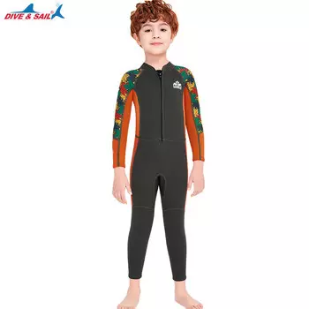 Детский гидрокостюм SBART Defsel 2,5 мм теплый купальник цельный с длинными рукавами серый - обратите внимание на размер при оформлении заказа