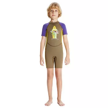 Детский гидрокостюм SBART Defsel 2,5 мм, цельный костюм для серфинга с короткими рукавами цвета хаки - обратите внимание на размер при размещении заказа