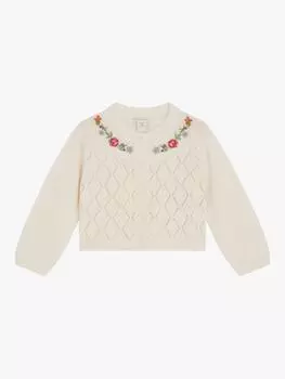 Детский хлопчатобумажный кардиган pointelle Monsoon, слоновая кость