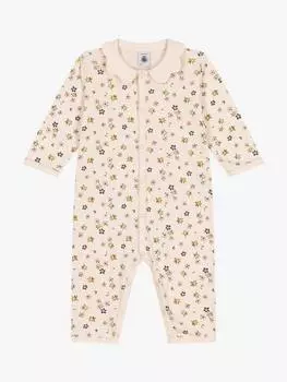 Детский хлопчатобумажный комбинезон без ножек с цветочным принтом Petit Bateau, цвет Avalanche/Multi