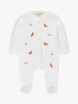 Детский хлопчатобумажный комбинезон для сна с лесной вышивкой JoJo Maman Bb, кремовый/разноцветный