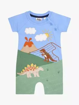 Детский хлопчатобумажный комбинезон с аппликацией в виде динозавра JoJo Maman Bb, синий
