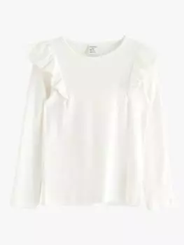 Детский хлопчатобумажный топ с длинными рукавами и оборкой pointel Lindex, цвет Light Dusty White