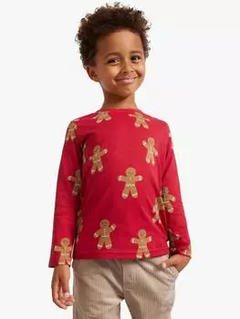 Детский хлопчатобумажный топ с пряничным принтом Lindex, темно-красный