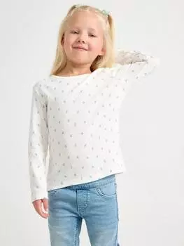 Детский хлопчатобумажный топ в цветочек pointelle Lindex, цвет Light Dusty White