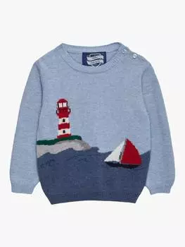 Детский хлопковый джемпер-маяк Trotters, цвет Blue Marl/Multi
