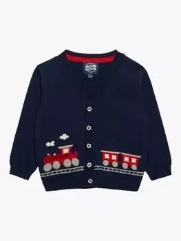 Детский хлопковый кардиган со шлейфом Trotters, темно-синий