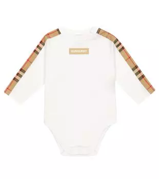 Детский хлопковый комбинезон Burberry Kids, белый