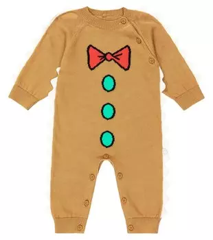Детский хлопковый комбинезон интарсии Stella Mccartney Kids, коричневый