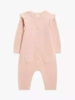 Детский хлопковый комбинезон John Lewis, розовый, средней длины