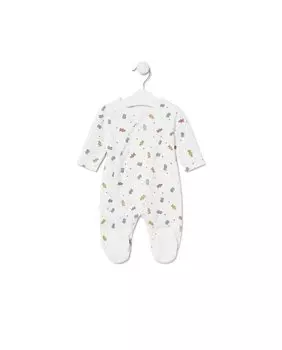 Детский хлопковый комбинезон с запахом и подвесками в виде бантика в виде мишек Tous, белый