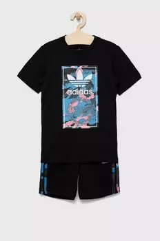 Детский хлопковый комплект adidas Originals, черный