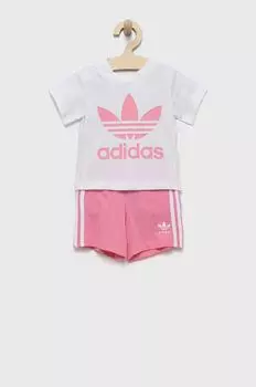 Детский хлопковый комплект adidas Originals, розовый