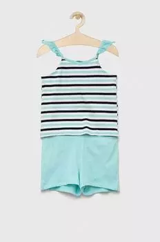Детский хлопковый комплект United Colors of Benetton, бирюзовый