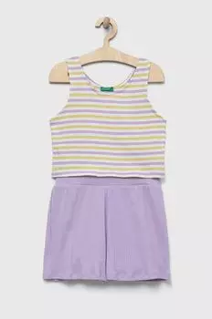 Детский хлопковый комплект United Colors of Benetton, фиолетовый
