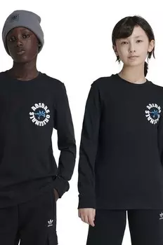 Детский хлопковый лонгслив GFX LONGSLEEVE adidas Originals, черный