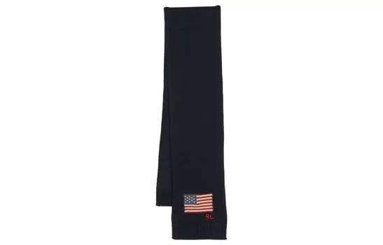 Детский хлопковый шарф с логотипом и интарсией от Ralph Lauren Polo Ralph Lauren