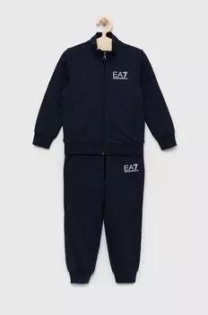 Детский хлопковый спортивный костюм EA7 Emporio Armani, темно-синий