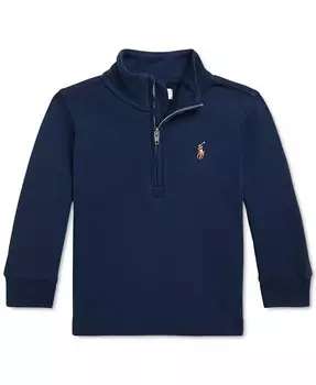 Детский хлопковый свитер с молнией в четверть Polo Ralph Lauren, синий
