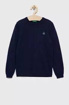 Детский хлопковый свитер United Colors of Benetton, темно-синий