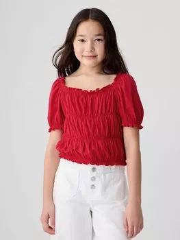 Детский хлопковый топ Gap, красный