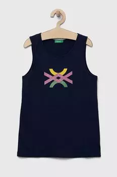 Детский хлопковый топ United Colors of Benetton, темно-синий