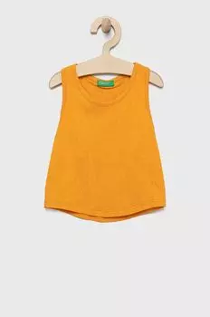 Детский хлопковый топ United Colors of Benetton, оранжевый