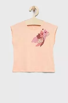 Детский хлопковый топ United Colors of Benetton, розовый