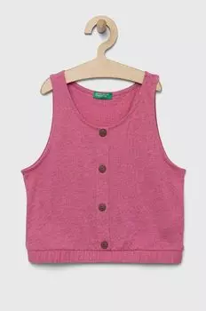 Детский хлопковый топ United Colors of Benetton, розовый