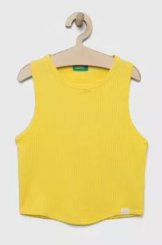 Детский хлопковый топ United Colors of Benetton, желтый