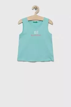 Детский хлопковый топ United Colors of Benetton, бирюзовый