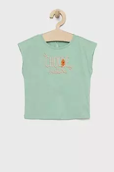 Детский хлопковый топ United Colors of Benetton, зеленый