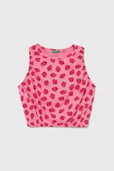 Детский хлопковый топ United Colors of Benetton, розовый