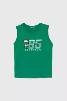 Детский хлопковый топ United Colors of Benetton, зеленый