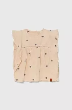 Детский хлопковый топ United Colors of Benetton, бежевый