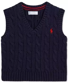 Детский хлопковый жилет вязаной вязки Polo Ralph Lauren, синий