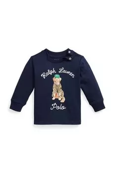 Детский хлопок с длинными рукавами Polo Ralph Lauren, темно-синий