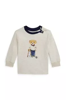 Детский хлопок с длинными рукавами Polo Ralph Lauren, бежевый