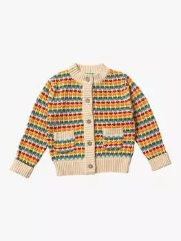 Детский кардиган из чистого органического хлопка радужной вязки Little Green Radicals, разноцветный