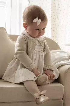 Детский кардиган из хлопка Mayoral Newborn, бежевый