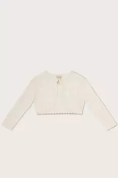 Детский кардиган натурального цвета с объемным лепестковым мотивом Monsoon