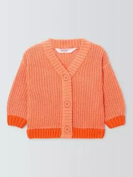 Детский кардиган с контрастным подолом John Lewis , цвет Coral