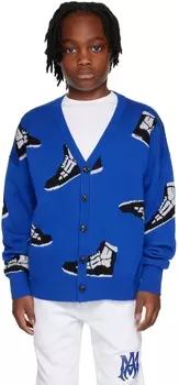 Детский кардиган синего цвета с короткими рукавами AMIRI