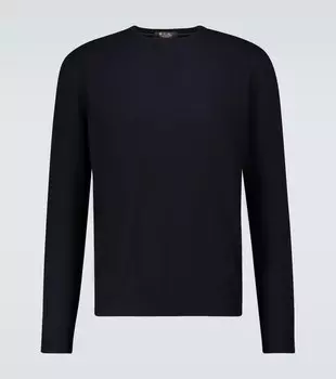 Детский кашемировый свитер с круглым вырезом Loro Piana, синий