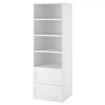 Детский книжный шкаф, белый каркас, 60x57x181 см, PLATSA/SMSTAD IKEA