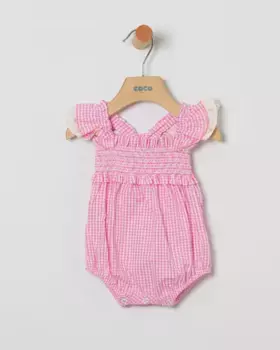 Детский комбинезон для девочек в клетку 100% хлопок Coco Acqua, фуксия